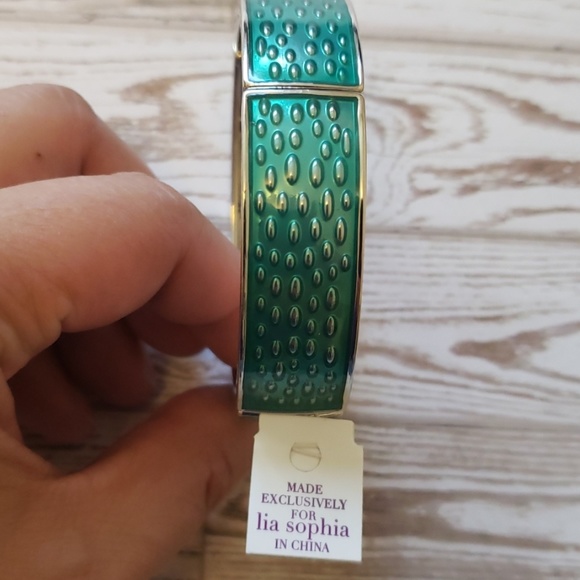 Lia Sophia Turquoise and Silver Bangle Bracelet - Picture 2 of 5